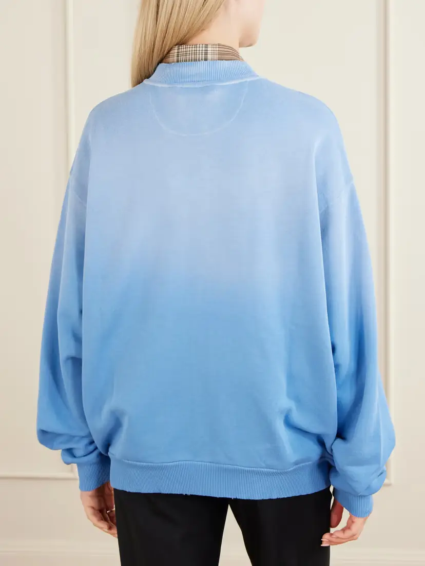 Acne Studios Fiah Garment-dyed Printed Cotton-blend Jersey Zip-up Sweatshirt | Thumbnail 4 Acne Studios Fiah Garment-dyed Printed Cotton-blend Jersey Zip-up Sweatshirt | Thumbnail 4
