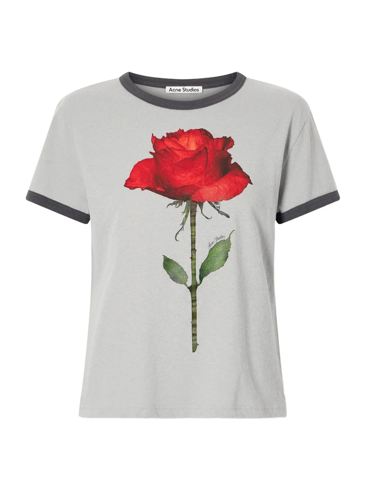 Acne Studios Etza Printed Cotton And Hemp-blend T-shirt - Gray