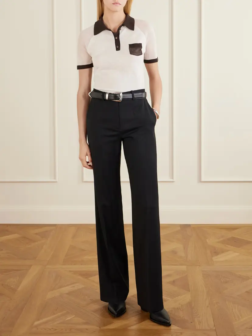 Acne Studios Color-block Lyocell And Wool-blend Jersey Polo Shirt | Thumbnail 2 Acne Studios Color-block Lyocell And Wool-blend Jersey Polo Shirt | Thumbnail 2