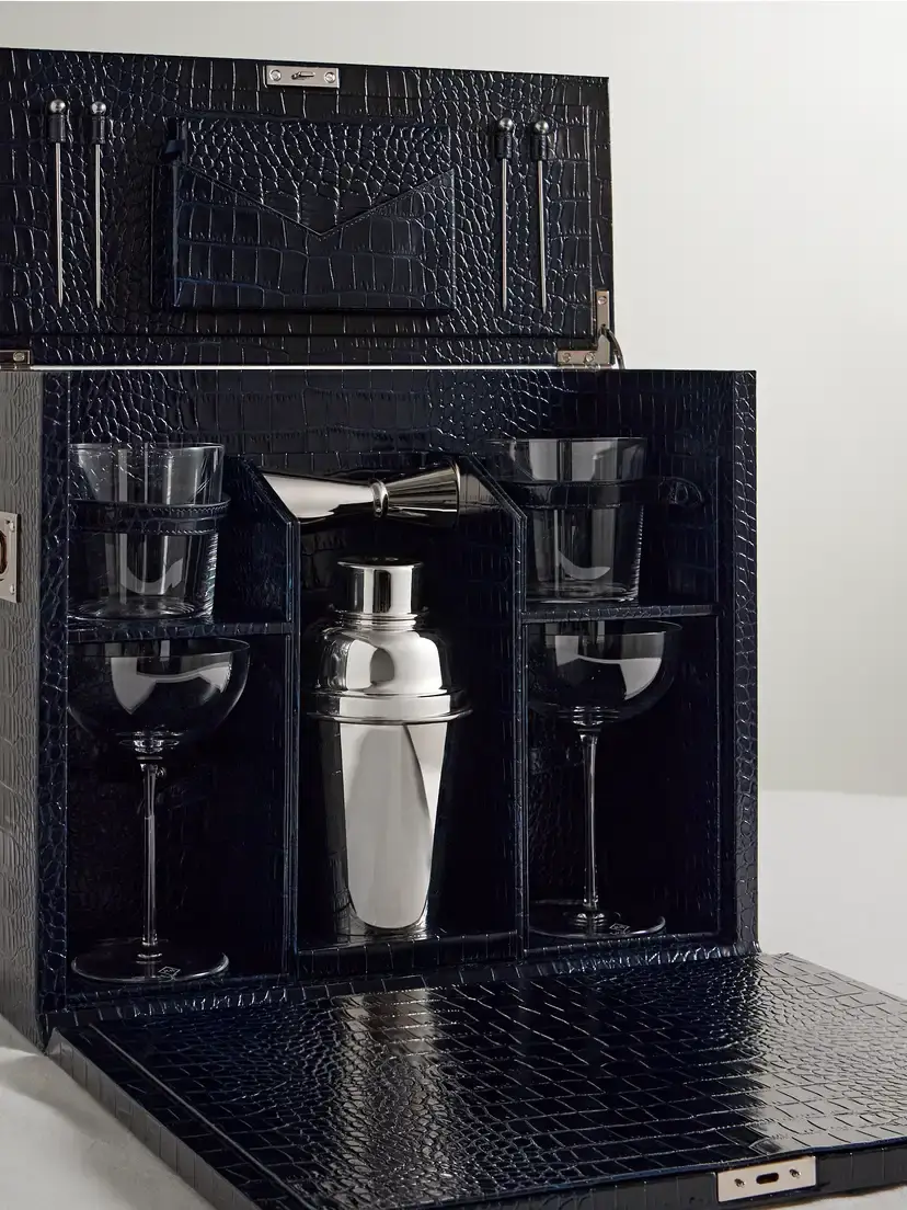 Smythson Mara Croc-effect Leather Bar Set | Thumbnail 3 Smythson Mara Croc-effect Leather Bar Set | Thumbnail 3