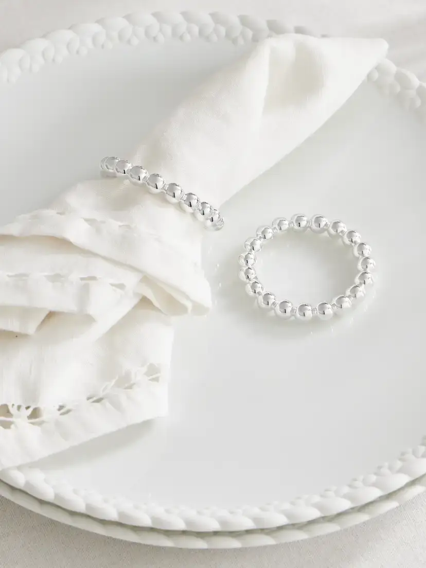 Christofle Perles Set Of Two Silver-plated Napkin Rings | Thumbnail 3