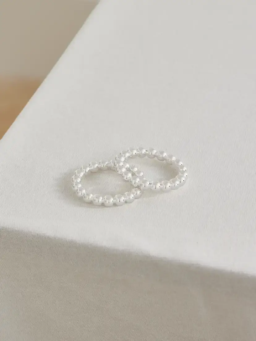 Christofle Perles Set Of Two Silver-plated Napkin Rings