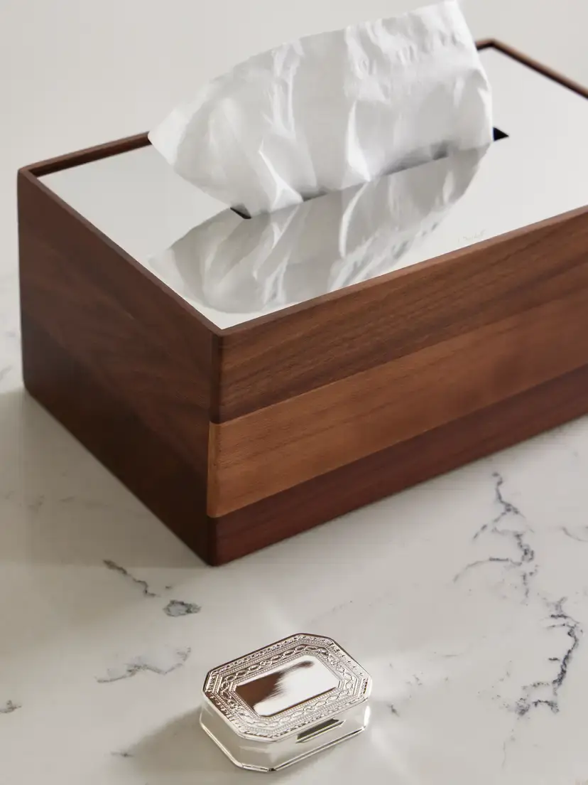 Christofle Uni Walnut And Stainless Steel Tissue Box | Thumbnail 3 Christofle Uni Walnut And Stainless Steel Tissue Box | Thumbnail 3
