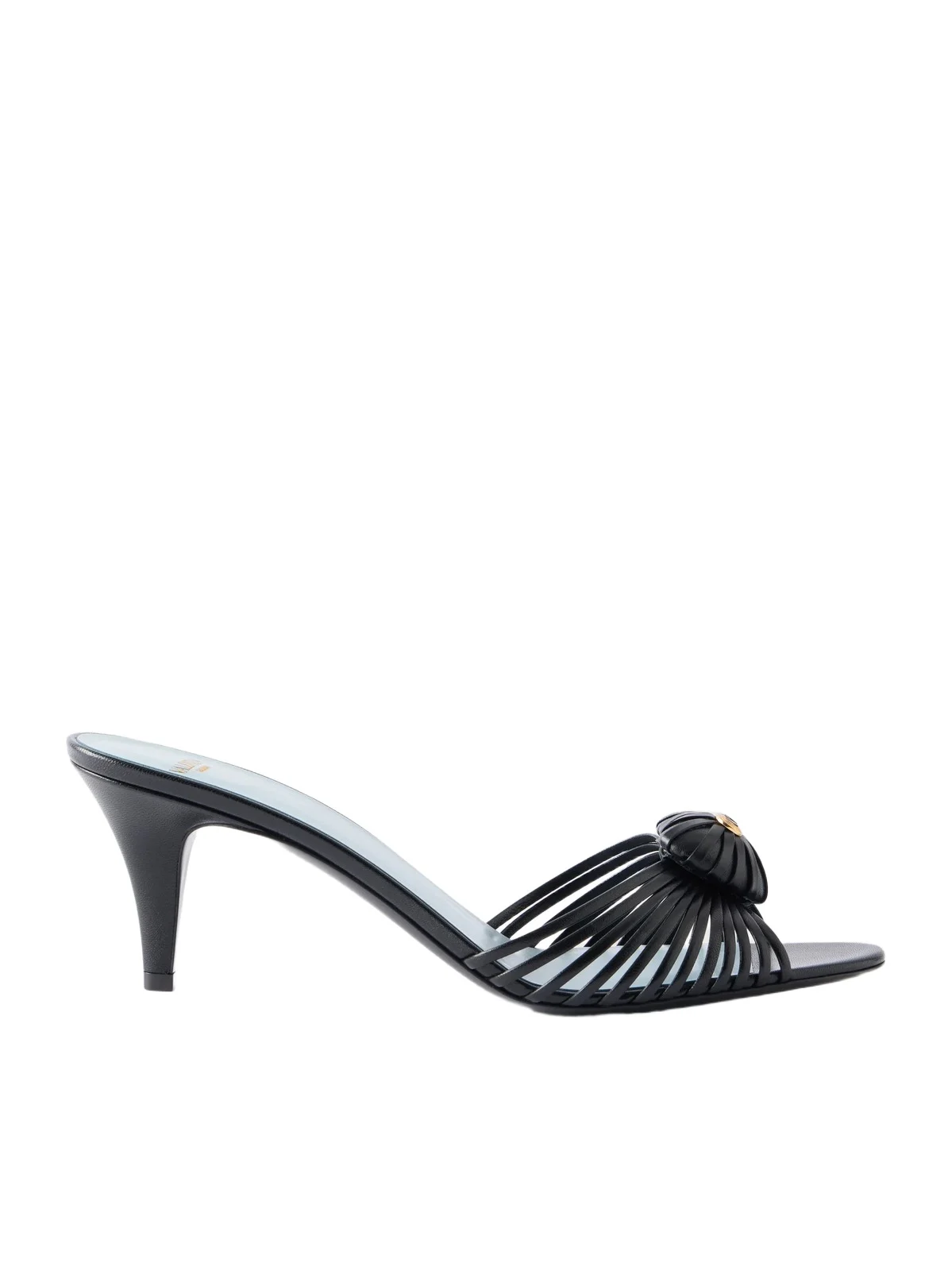 Striped Leather Mid Heel