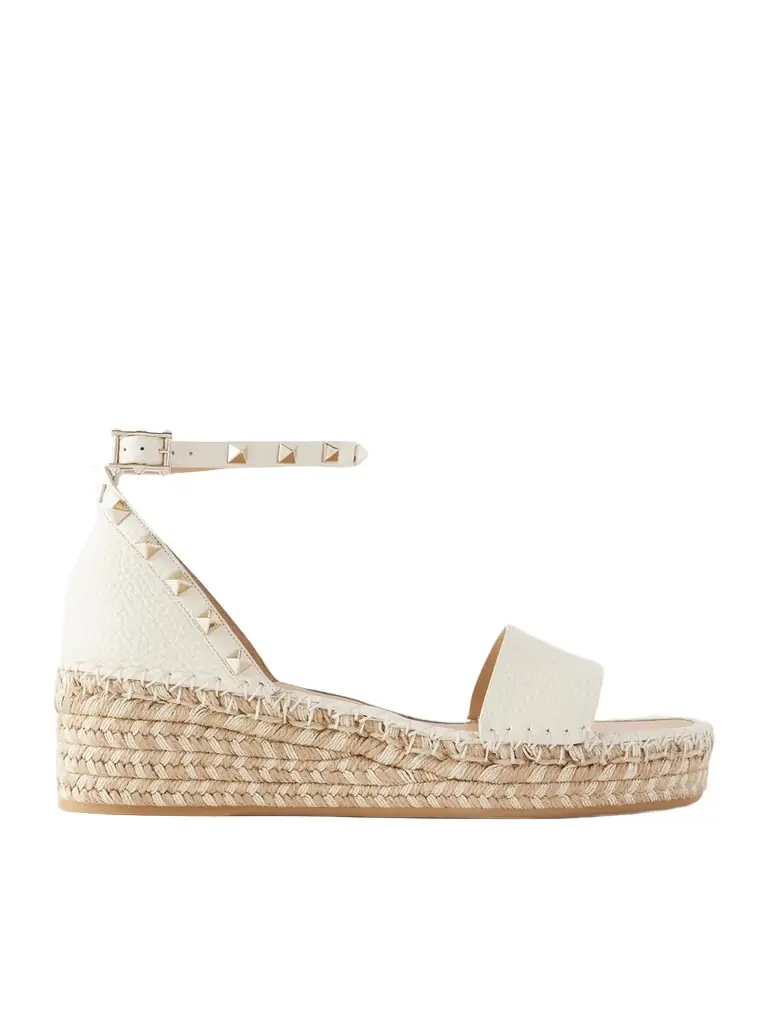 Rockstud Double Leather Espadrillas Sandals