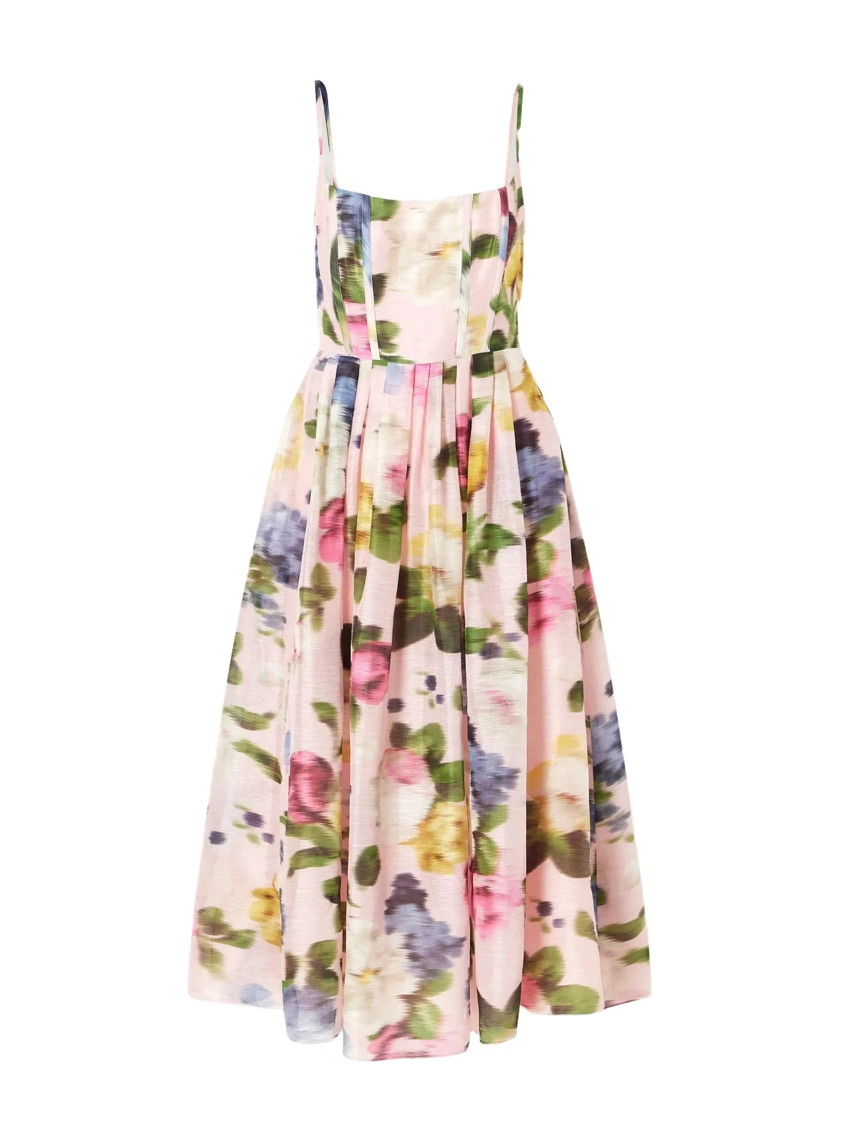 Floral-print Linen And Silk-blend Midi Dress