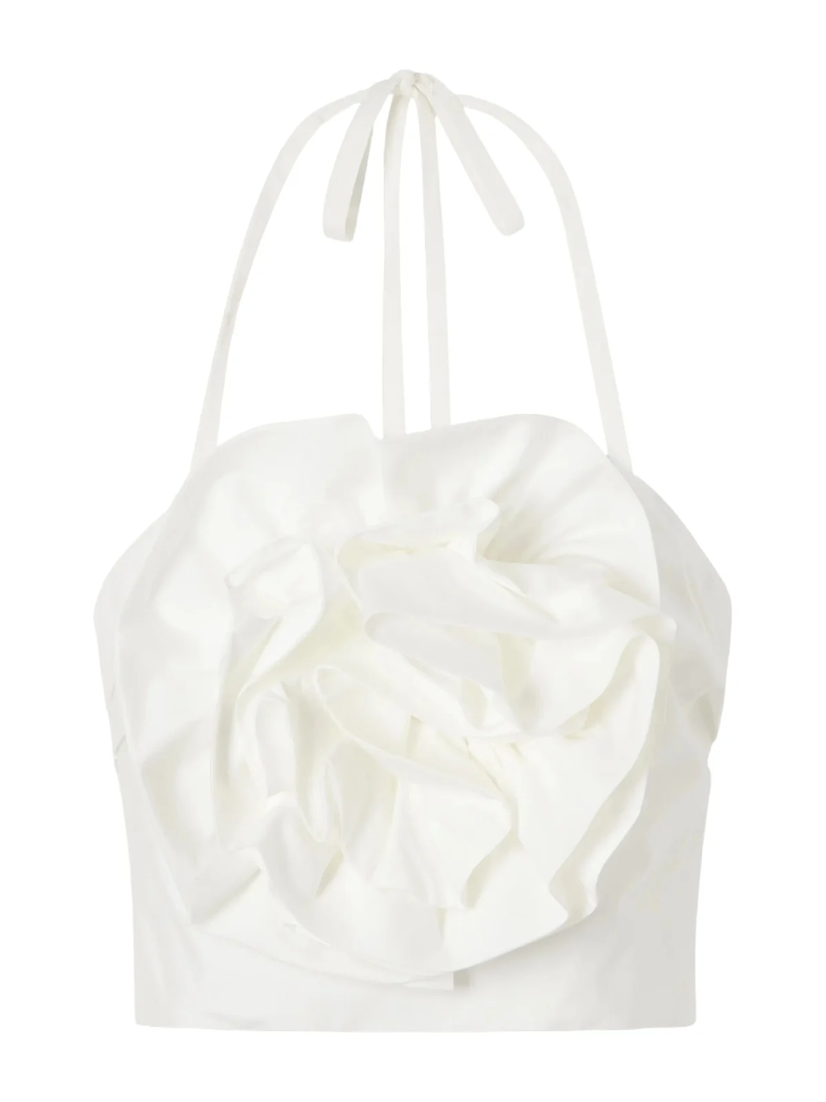 Floral-appliquéd Cotton-blend Halterneck Top