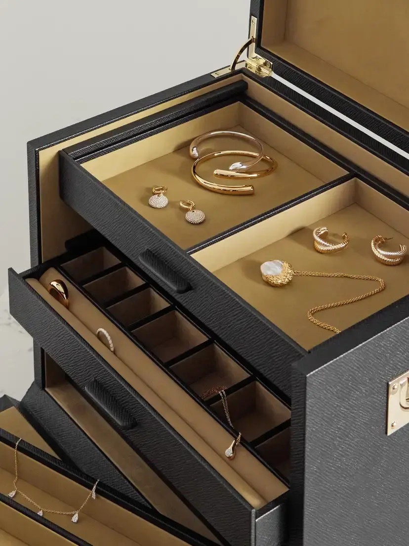 Smythson Deluxe Panama Textured-leather Jewelry Box | Thumbnail 2