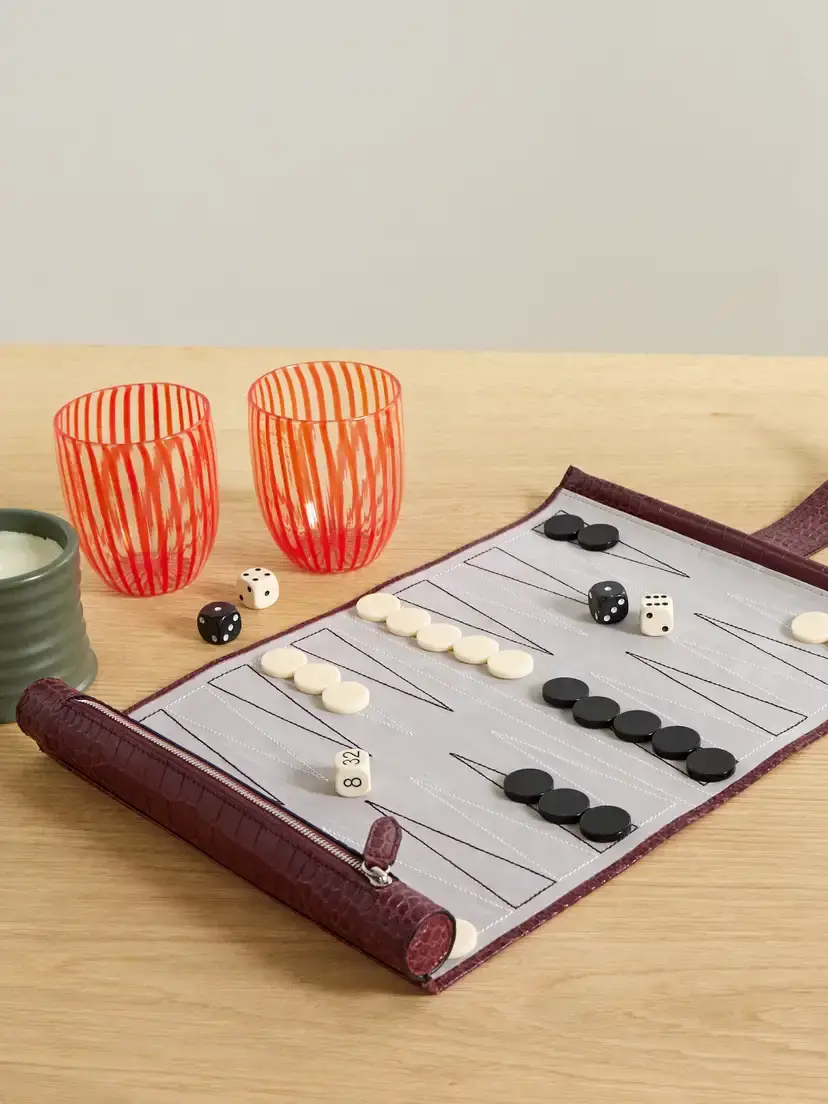 Smythson Croc-effect Leather Backgammon Roll | Thumbnail 2 Smythson Croc-effect Leather Backgammon Roll | Thumbnail 2