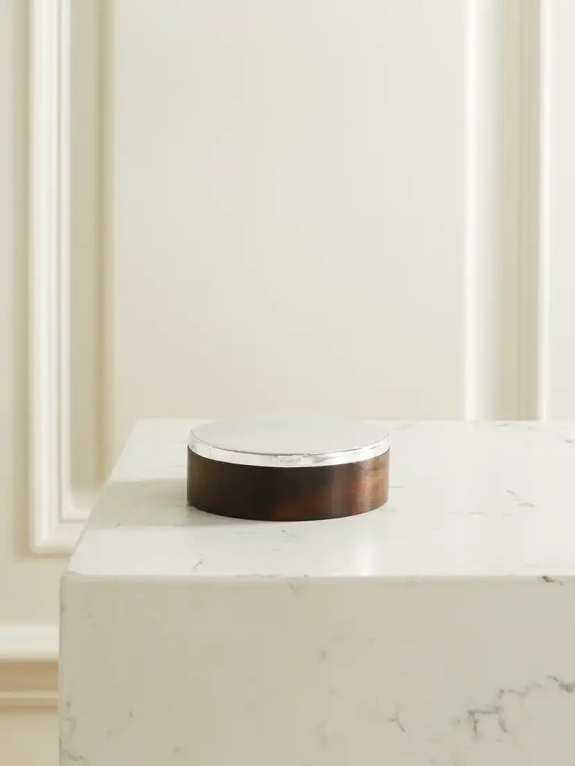 Christofle Uni Large Wood And Silver-plated Box - Brown