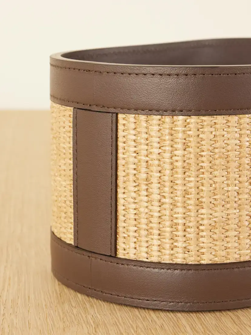 Brunello Cucinelli Raffia And Leather Basket - Brown | Thumbnail 3
