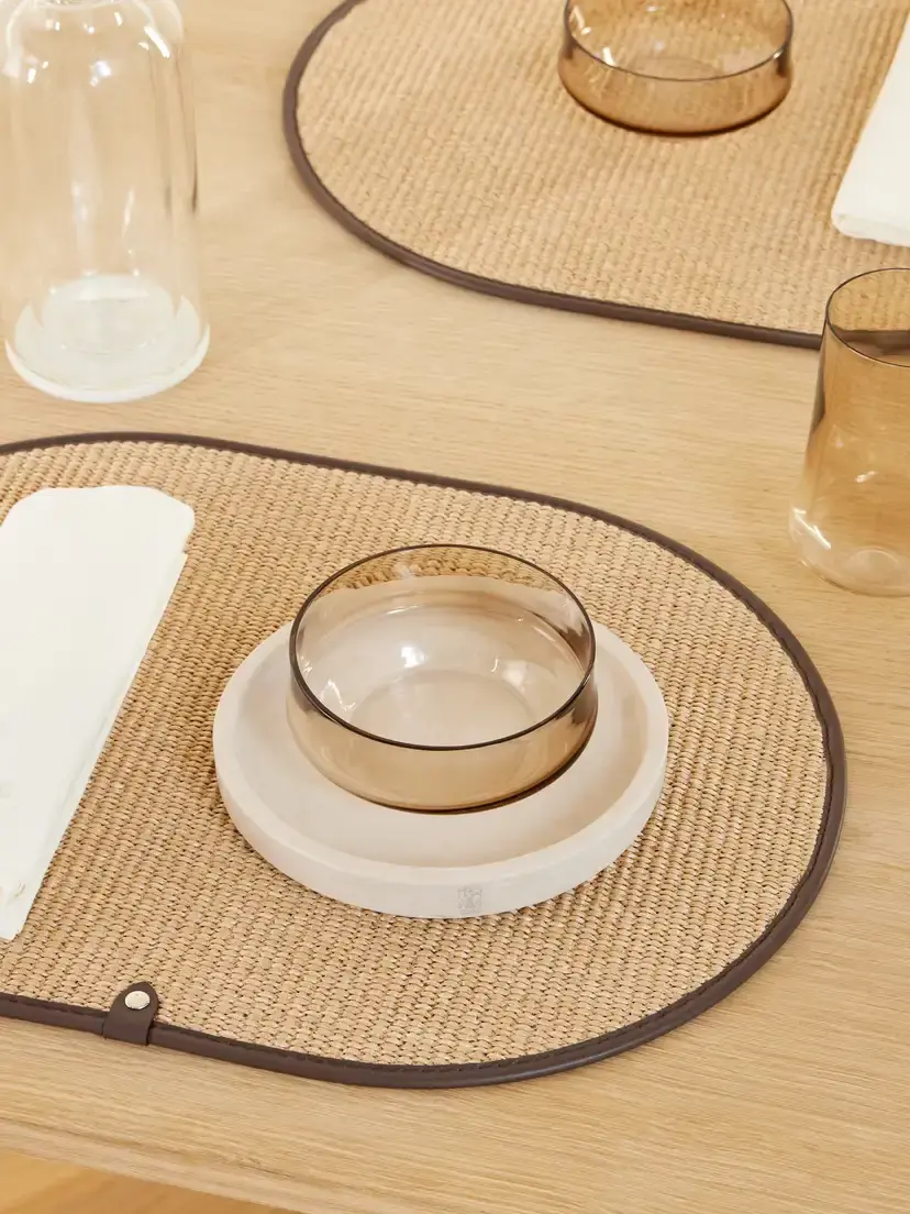 Brunello Cucinelli Set Of Two Leather-trimmed Woven Raffia Placemats | Thumbnail 2