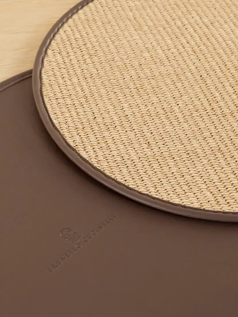 Brunello Cucinelli Set Of Two Leather-trimmed Woven Raffia Placemats | Thumbnail 3