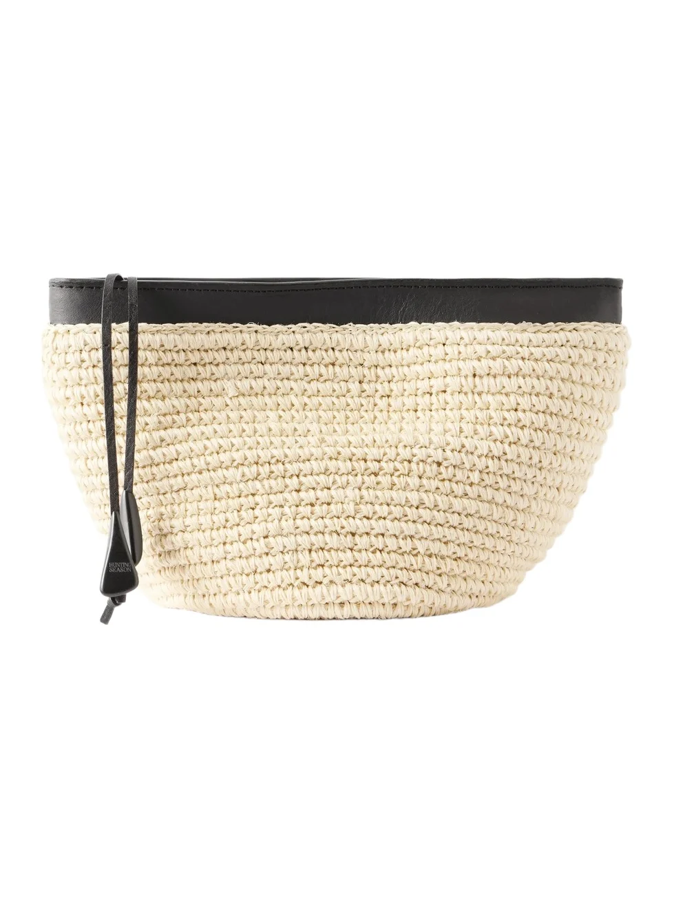 Leather-trimmed Raffia Clutch Leather-trimmed Raffia Clutch