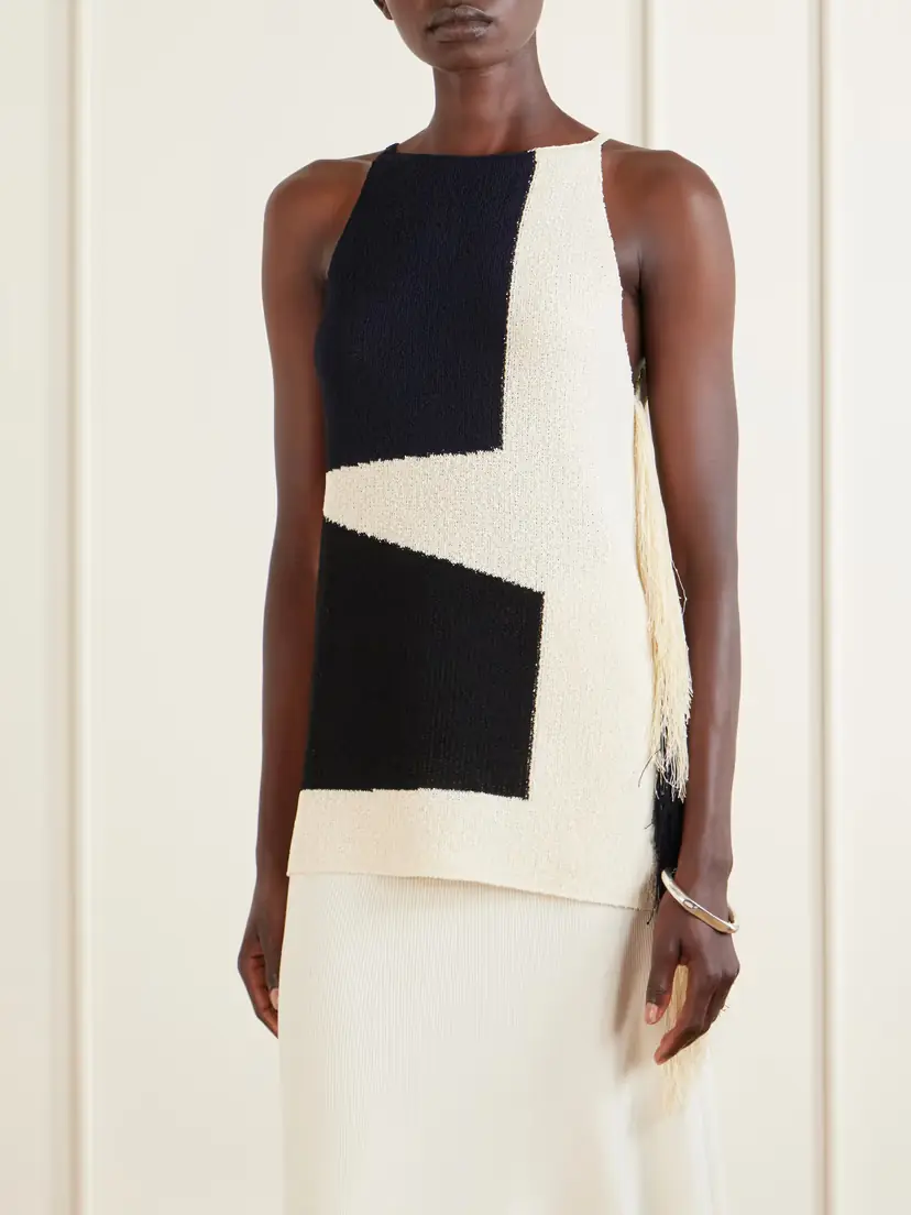 Proenza Schouler Saskia Fringed Intarsia-knit Blouse | Thumbnail 3 Proenza Schouler Saskia Fringed Intarsia-knit Blouse | Thumbnail 3