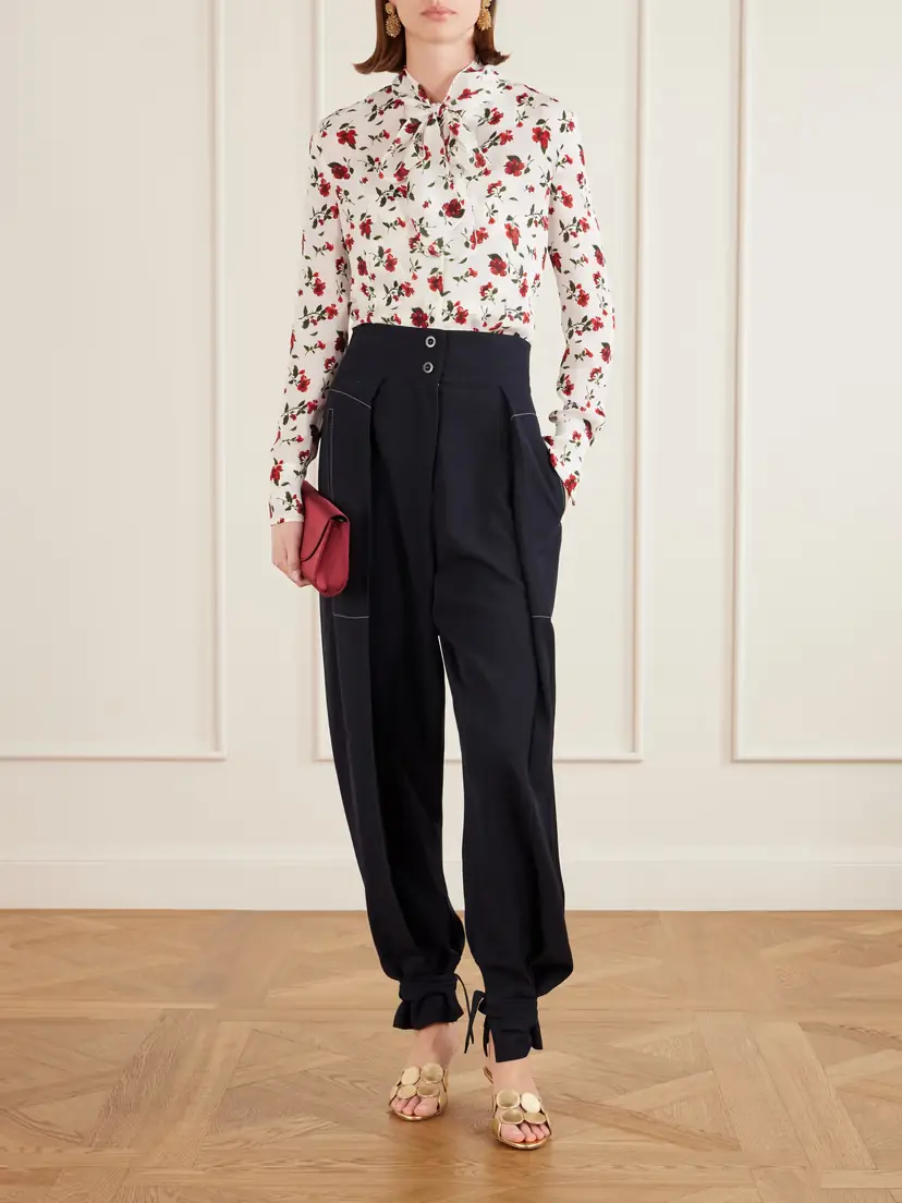 Oscar de la Renta Hibiscus Floral-print Silk Blouse | Thumbnail 2