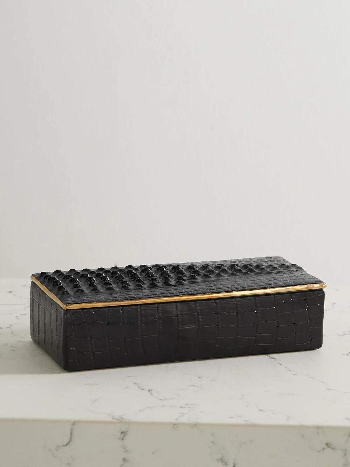 L'Objet Gold-plated Croc-effect Porcelain Trinket Box