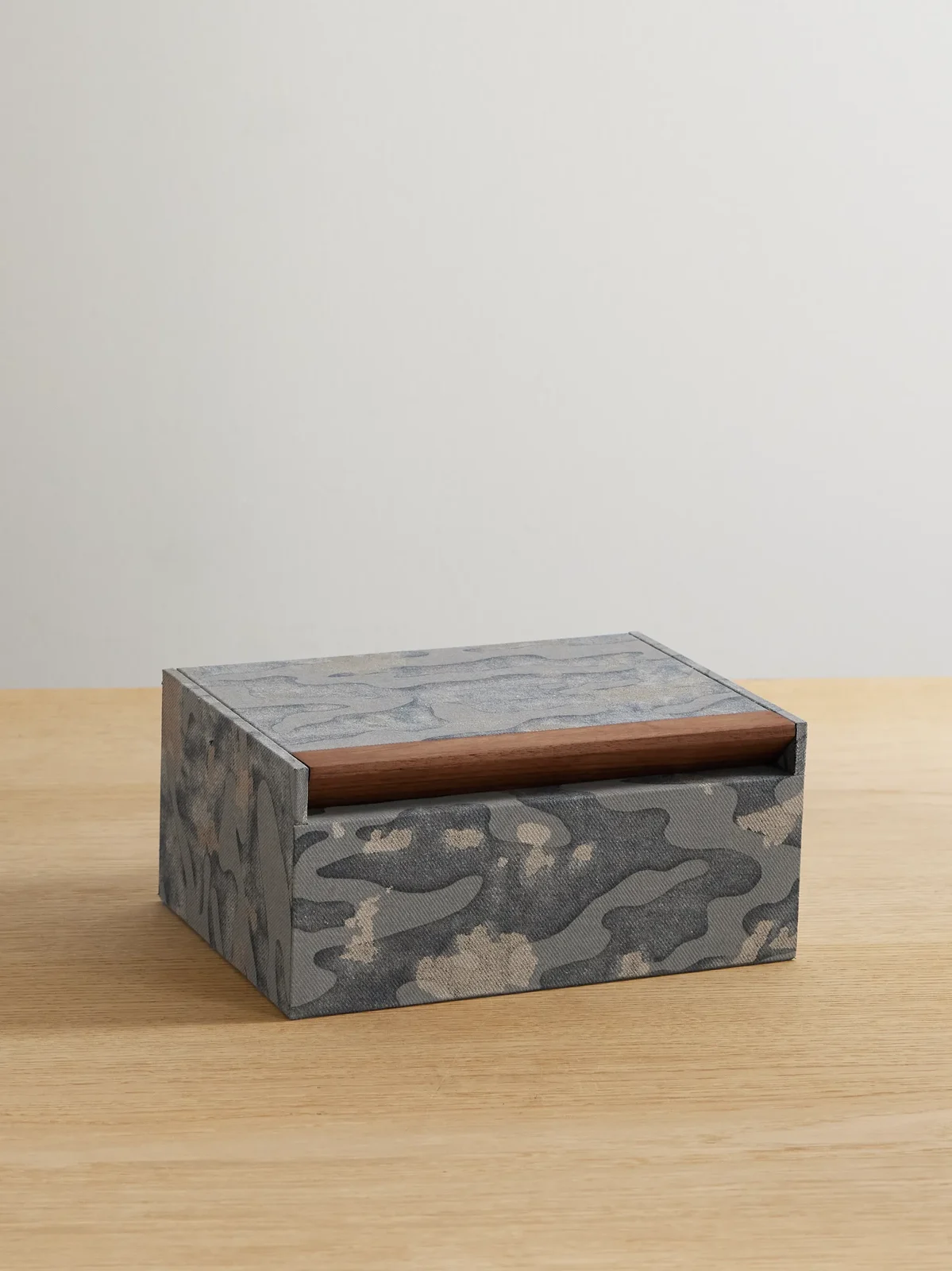 L'Objet Fortuny Isole Camouflage-print Twill And Wood Box - Blue