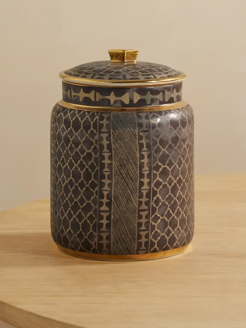 L'Objet Ashanti Large Gold-plated Earthenware Canister
