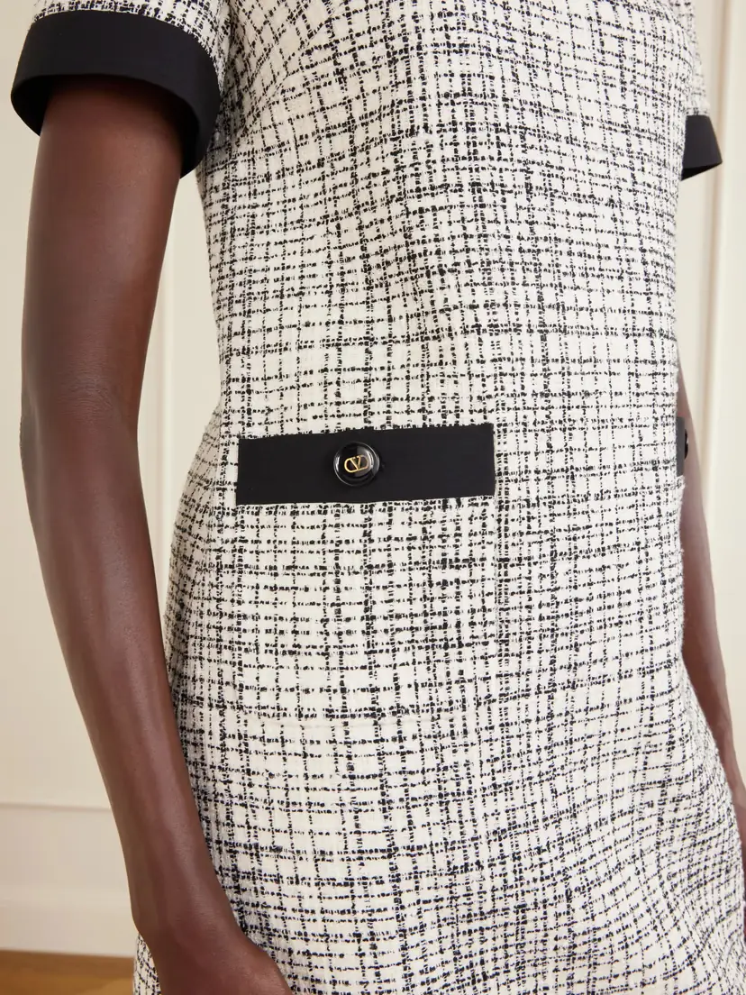 Valentino Garavani Checked Cotton-blend Tweed Mini Dress | Thumbnail 4 Valentino Garavani Checked Cotton-blend Tweed Mini Dress | Thumbnail 4