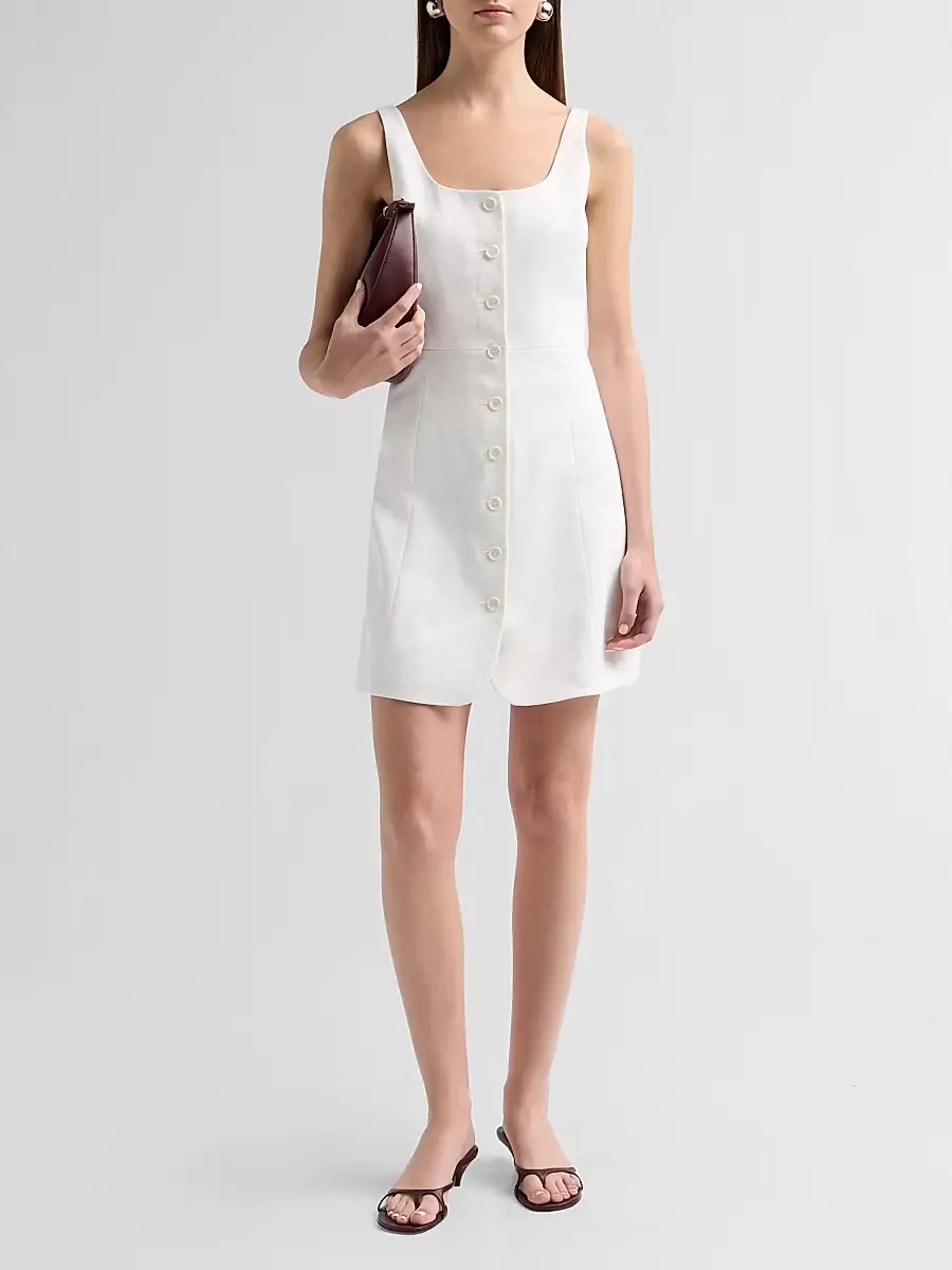 Theory Women's Linen-Blend Sculpted Button-Front Minidress | Thumbnail 2 Theory Women's Linen-Blend Sculpted Button-Front Minidress | Thumbnail 2