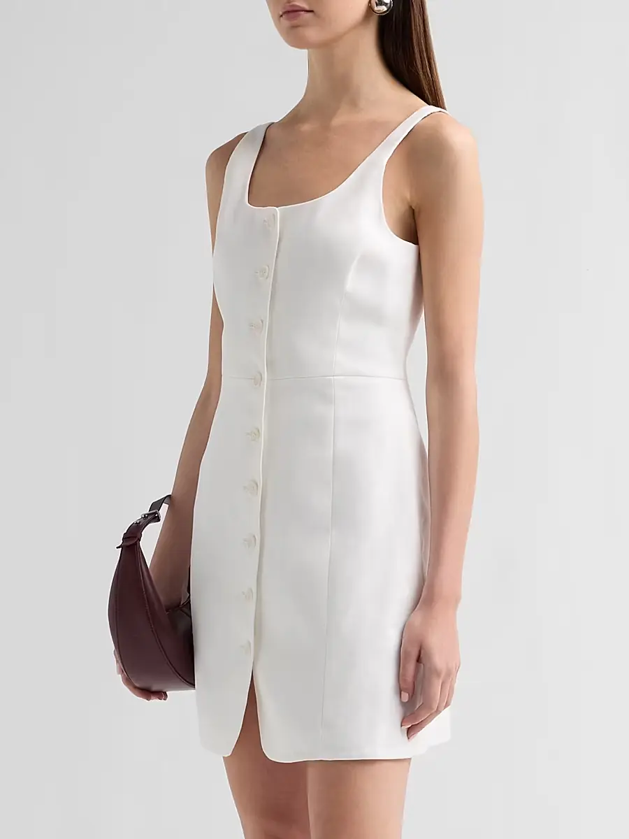 Theory Women's Linen-Blend Sculpted Button-Front Minidress | Thumbnail 4 Theory Women's Linen-Blend Sculpted Button-Front Minidress | Thumbnail 4