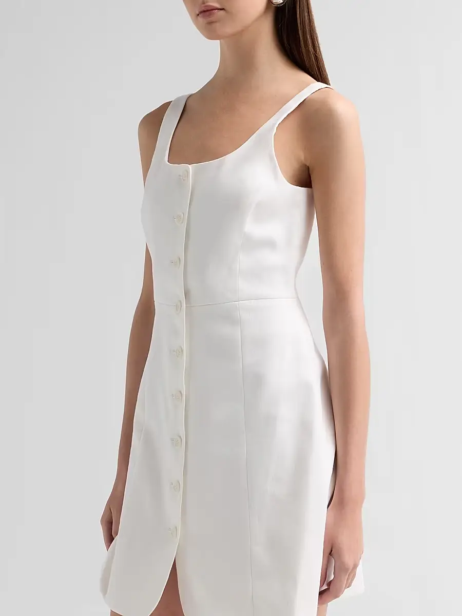 Theory Women's Linen-Blend Sculpted Button-Front Minidress | Thumbnail 5 Theory Women's Linen-Blend Sculpted Button-Front Minidress | Thumbnail 5