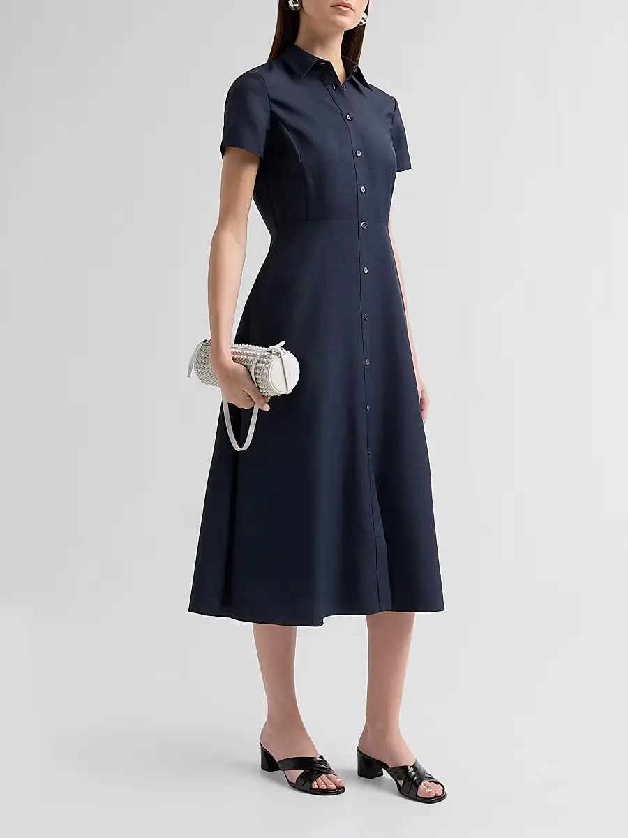 Theory Women's Short-Sleeve Midi-Shirtdress | Thumbnail 4 Theory Women's Short-Sleeve Midi-Shirtdress | Thumbnail 4