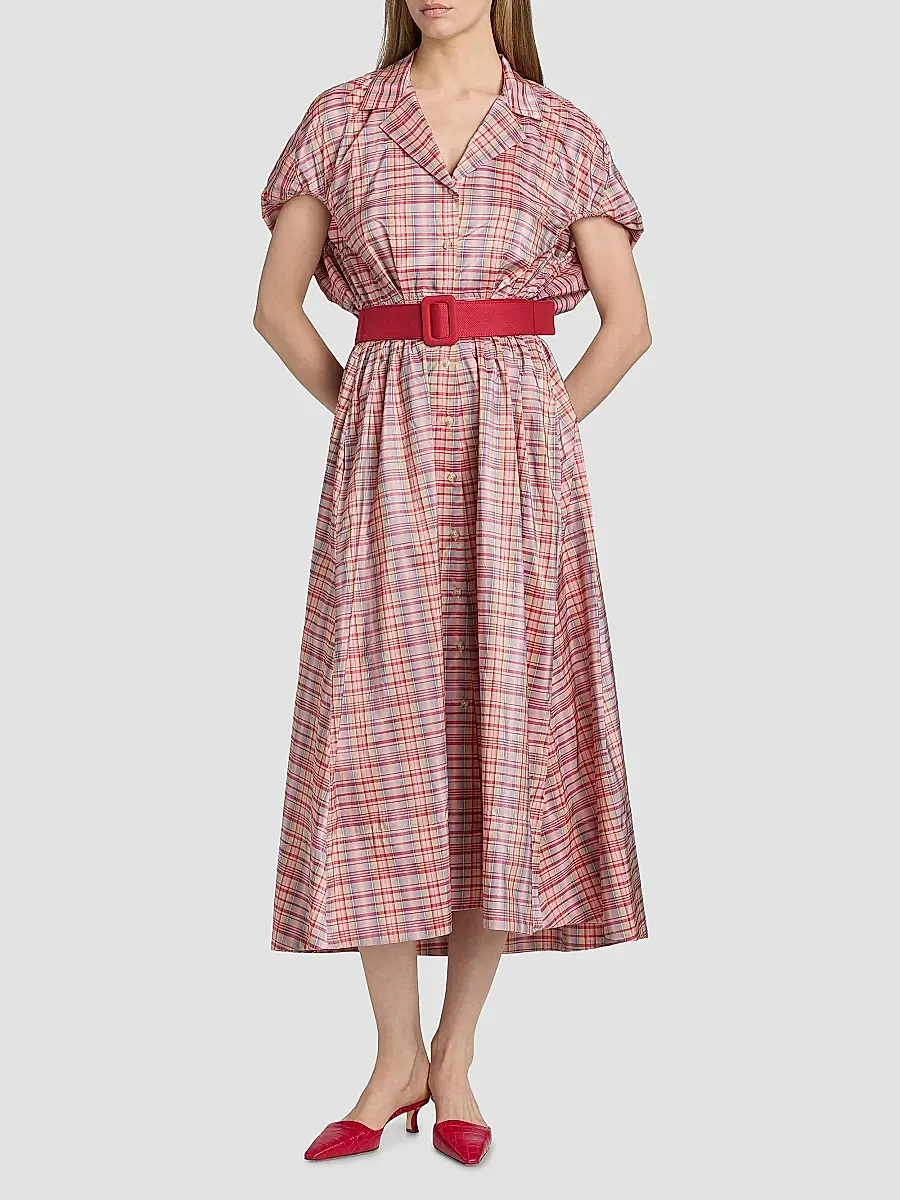 Rosie Assoulin Women's Wind At Your Back Plaid Silk-Blend Midi-Dress | Thumbnail 2 Rosie Assoulin Women's Wind At Your Back Plaid Silk-Blend Midi-Dress | Thumbnail 2