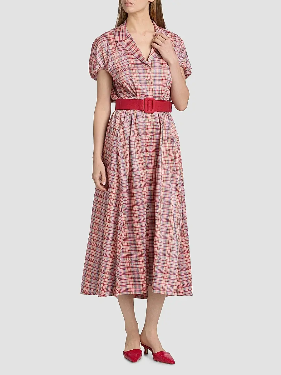 Rosie Assoulin Women's Wind At Your Back Plaid Silk-Blend Midi-Dress | Thumbnail 3 Rosie Assoulin Women's Wind At Your Back Plaid Silk-Blend Midi-Dress | Thumbnail 3