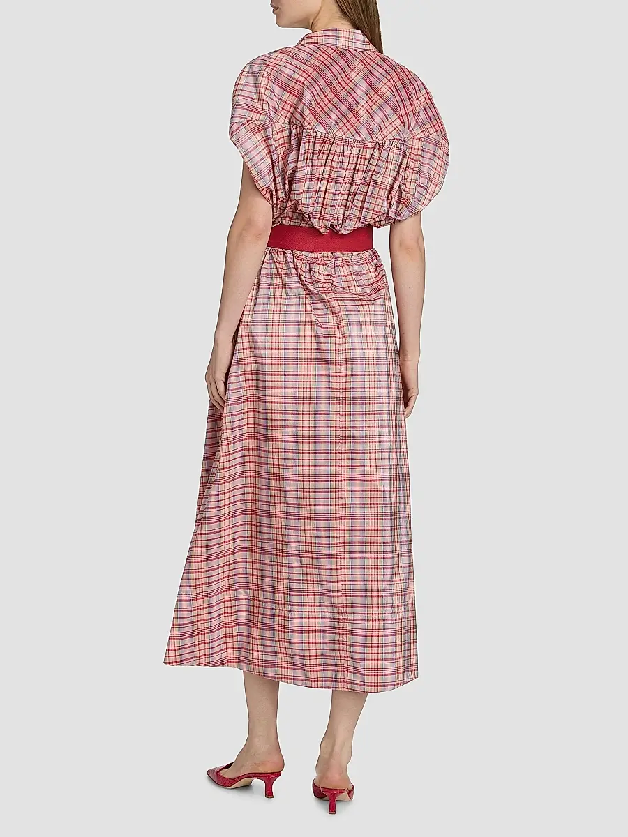 Rosie Assoulin Women's Wind At Your Back Plaid Silk-Blend Midi-Dress | Thumbnail 5 Rosie Assoulin Women's Wind At Your Back Plaid Silk-Blend Midi-Dress | Thumbnail 5