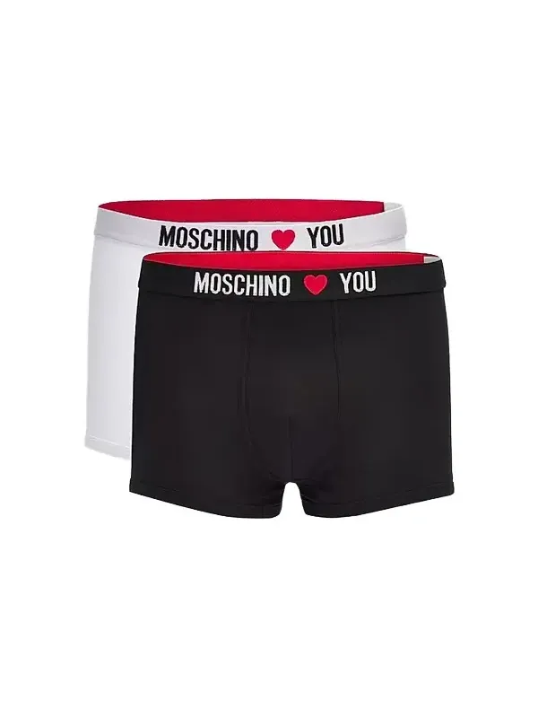 MOSCHINO Men's My Valentine Stretch-Jersey Trunk Brief 2-Pack