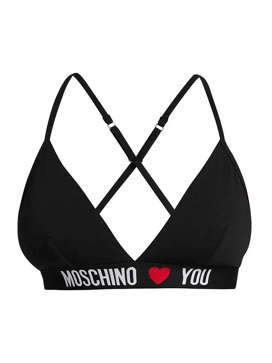 MOSCHINO Women's Logo Triangle Bikini Top - Black | Image 1 MOSCHINO Women's Logo Triangle Bikini Top - Black | Image 1
