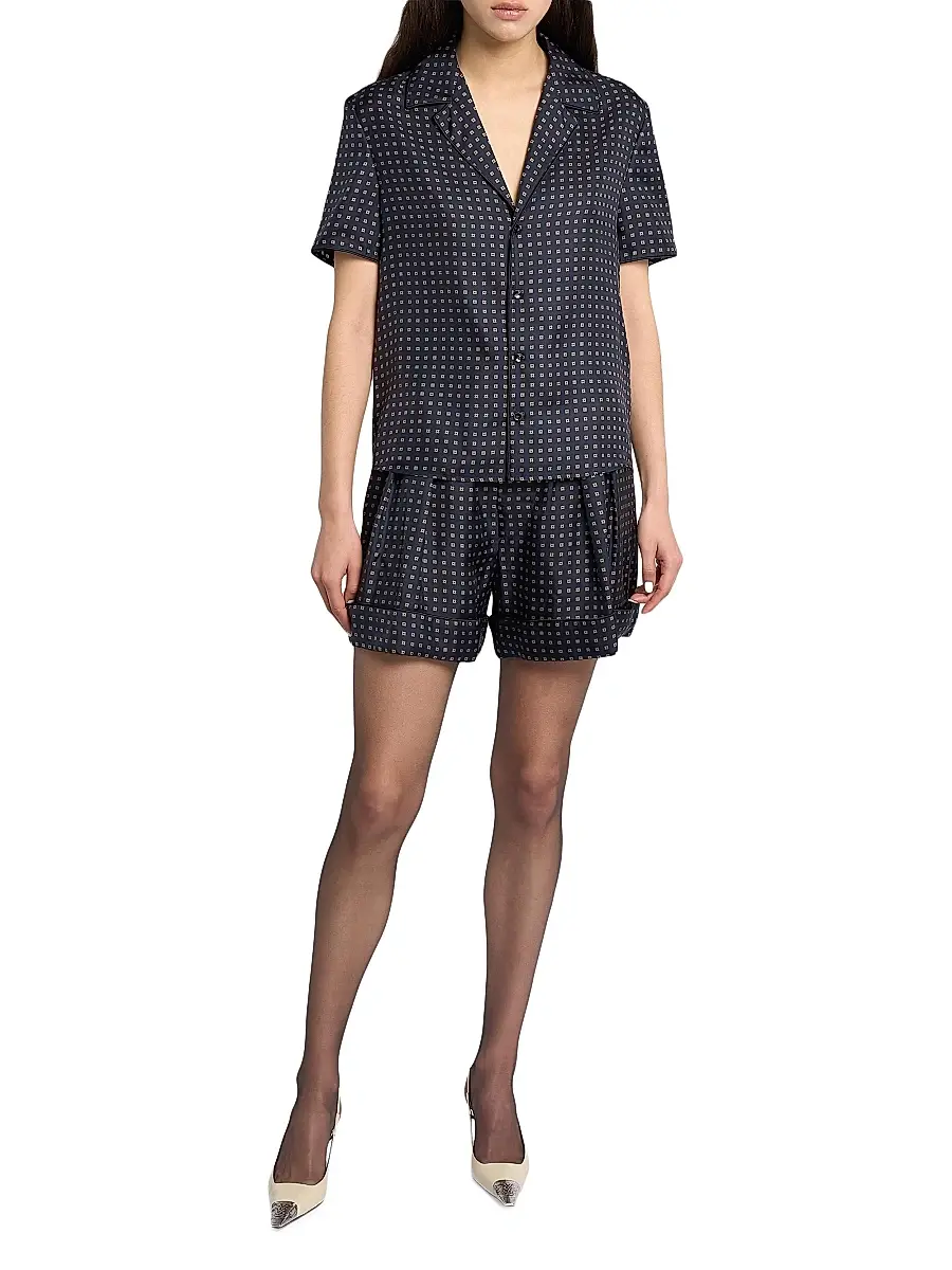 Saint Laurent Women's Pajama Shorts in Square Silk Satin | Thumbnail 2 Saint Laurent Women's Pajama Shorts in Square Silk Satin | Thumbnail 2