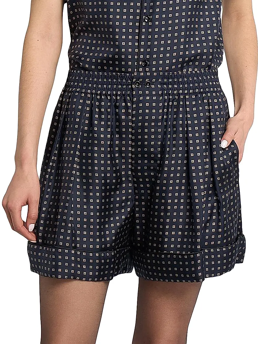 Saint Laurent Women's Pajama Shorts in Square Silk Satin | Thumbnail 3 Saint Laurent Women's Pajama Shorts in Square Silk Satin | Thumbnail 3