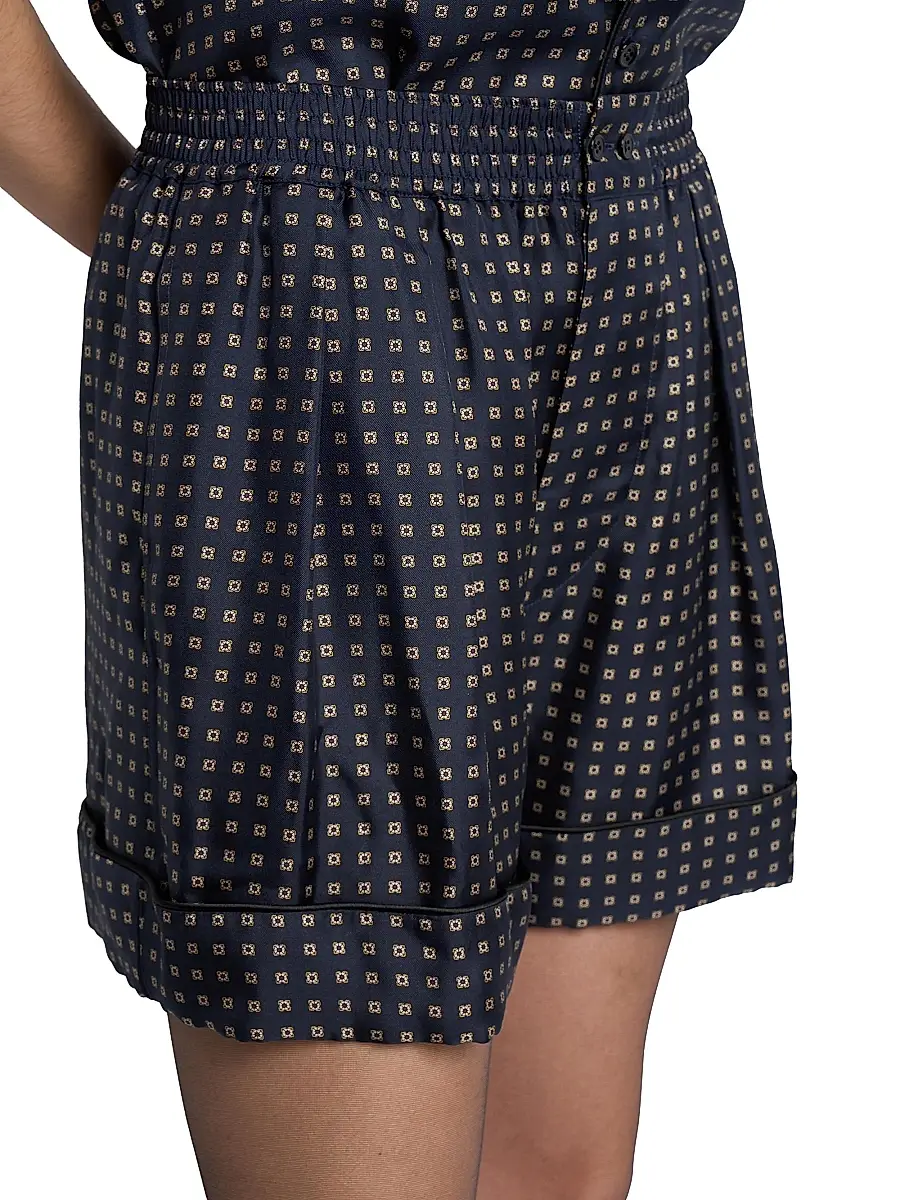 Saint Laurent Women's Pajama Shorts in Square Silk Satin | Thumbnail 6 Saint Laurent Women's Pajama Shorts in Square Silk Satin | Thumbnail 6