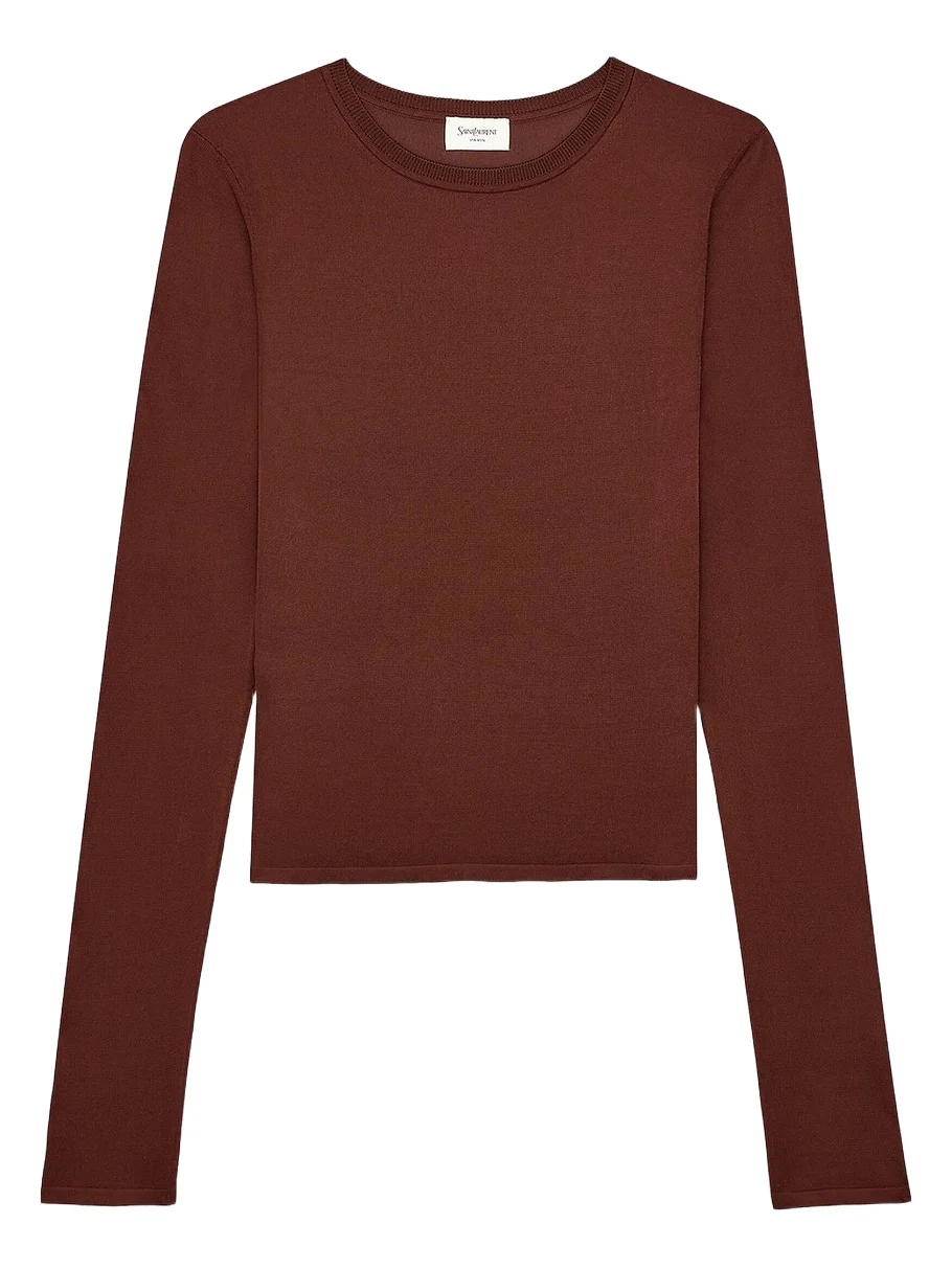 Women's Cassandre Sheer Top in Knit - Chocolate Women's Cassandre Sheer Top in Knit - Chocolate