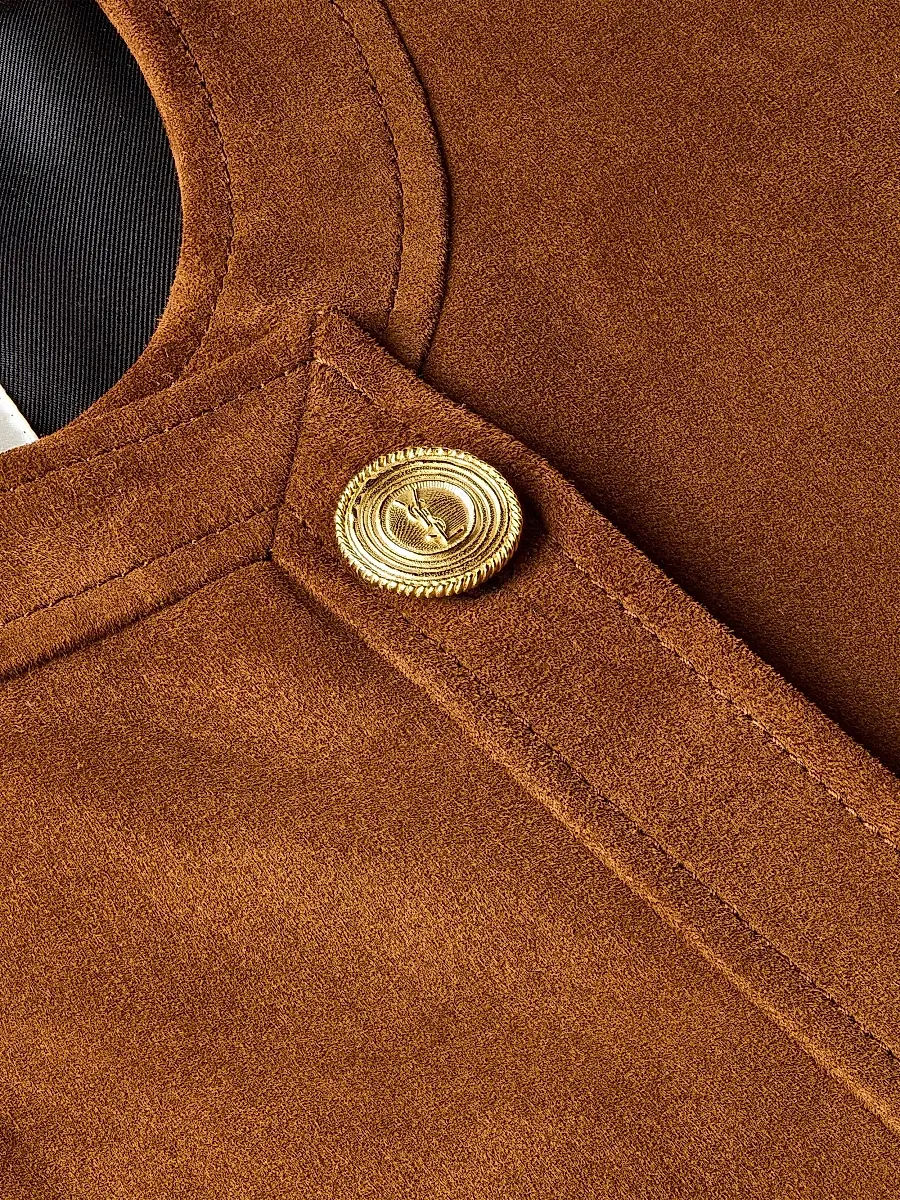 Saint Laurent Women's Short Jacket in Suede - Rhum Ambre | Thumbnail 7 Saint Laurent Women's Short Jacket in Suede - Rhum Ambre | Thumbnail 7