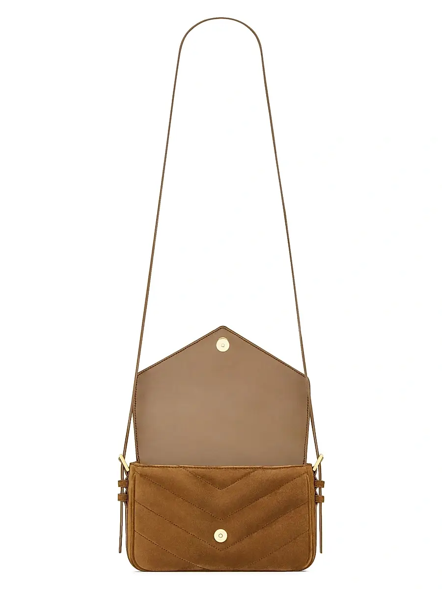 Saint Laurent Women's Loulou Toy Crossbody Bag in Matelassé Suede - Caramel Cognac | Thumbnail 3 Saint Laurent Women's Loulou Toy Crossbody Bag in Matelassé Suede - Caramel Cognac | Thumbnail 3