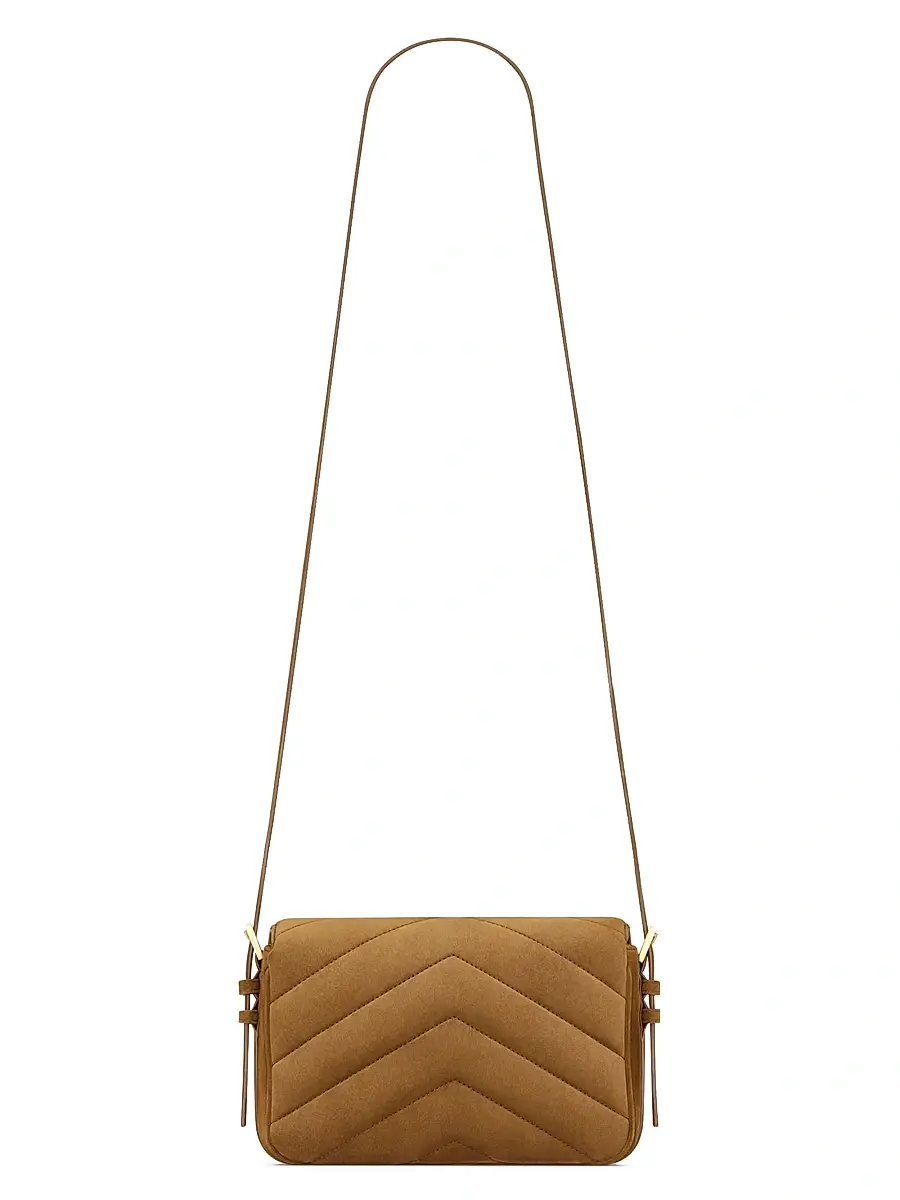 Saint Laurent Women's Loulou Toy Crossbody Bag in Matelassé Suede - Caramel Cognac | Thumbnail 6 Saint Laurent Women's Loulou Toy Crossbody Bag in Matelassé Suede - Caramel Cognac | Thumbnail 6