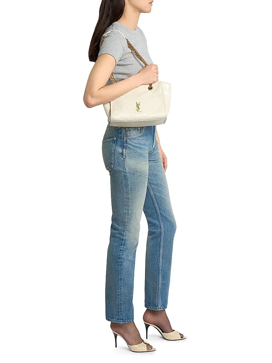 Saint Laurent Women's Niki Small Shopping Bag in Vintage Leather - White | Thumbnail 2