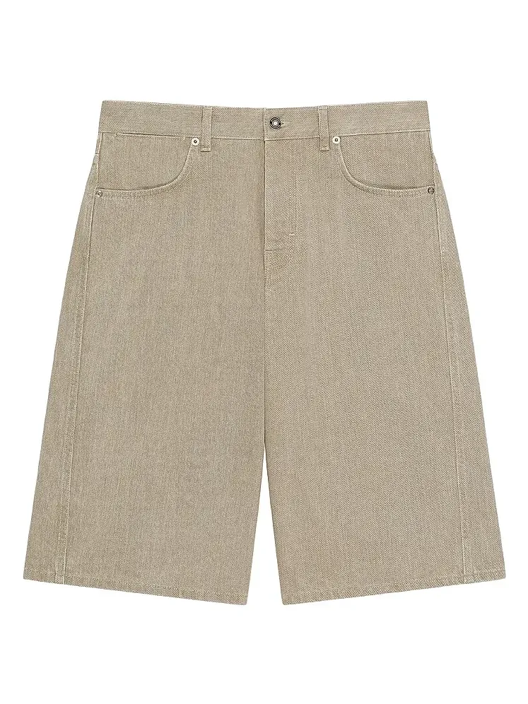 Men's Couture Seam Bermuda Shorts in Denim - Army Beige Men's Couture Seam Bermuda Shorts in Denim - Army Beige
