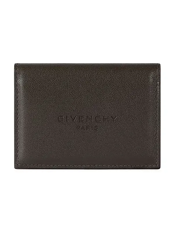 Givenchy Men's Antigona Stamped Bicolor Flap Card Holder in Leather - Brown