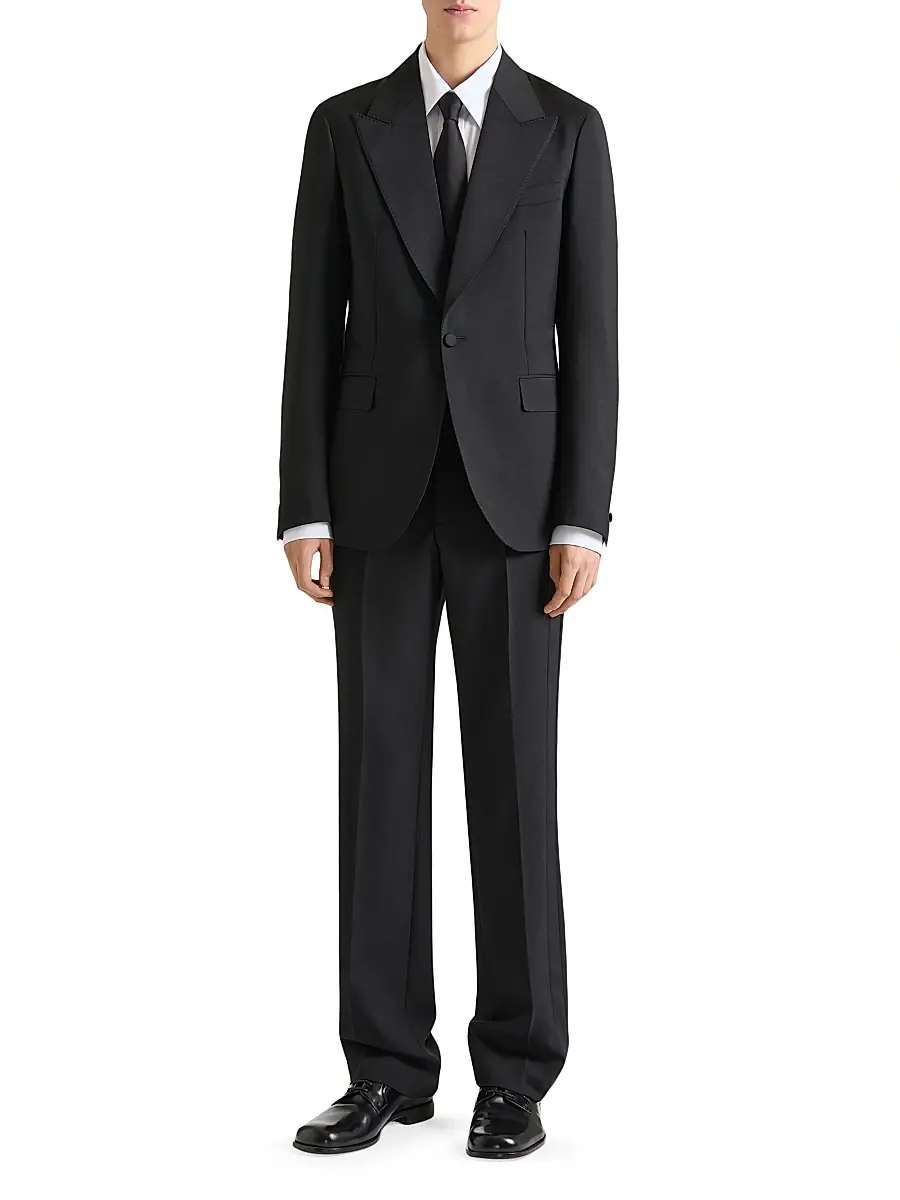 Givenchy Men's Single-Breasted Deconstructed Jacket in Wool and Mohair - Black | Thumbnail 2 Givenchy Men's Single-Breasted Deconstructed Jacket in Wool and Mohair - Black | Thumbnail 2