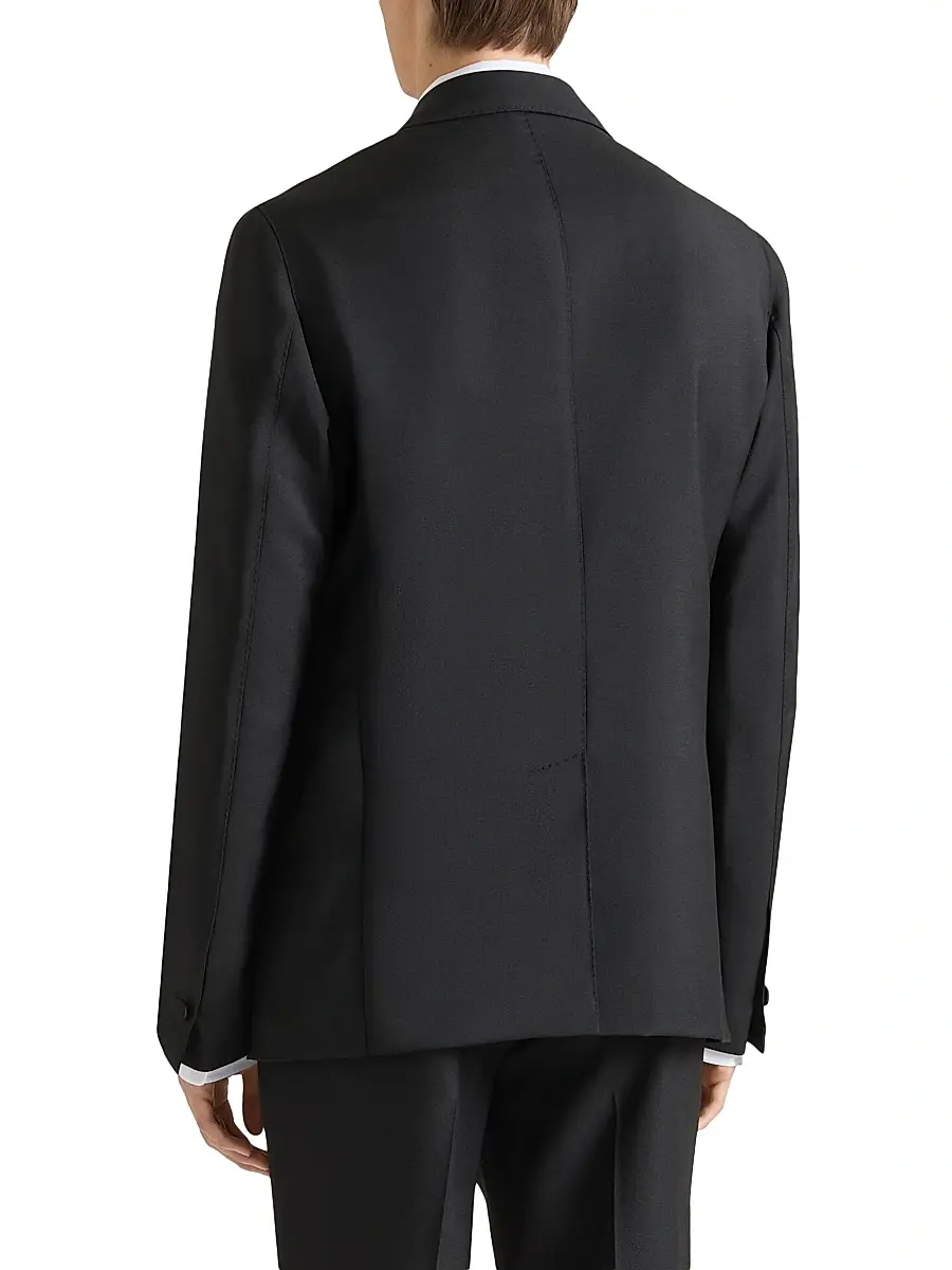 Givenchy Men's Single-Breasted Deconstructed Jacket in Wool and Mohair - Black | Thumbnail 4 Givenchy Men's Single-Breasted Deconstructed Jacket in Wool and Mohair - Black | Thumbnail 4
