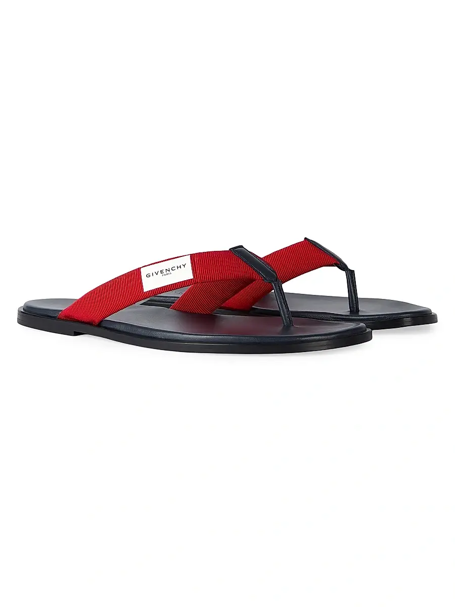 Givenchy Men's Bay Thongs in Gros Grain and Leather - Navy Red | Thumbnail 2
