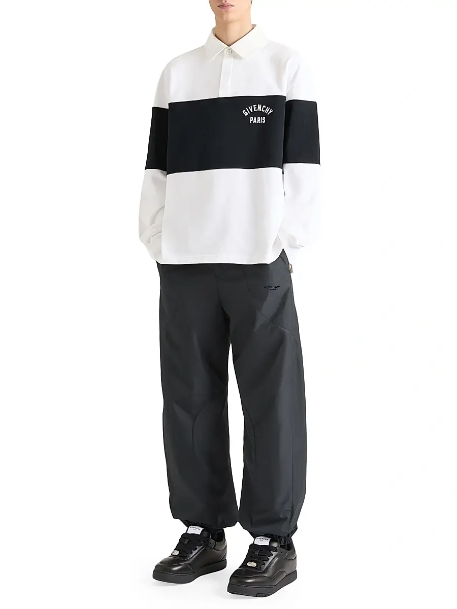 Givenchy Men's Bicolor Polo Shirt in Cotton with Logo Embroidery - White Black | Thumbnail 2 Givenchy Men's Bicolor Polo Shirt in Cotton with Logo Embroidery - White Black | Thumbnail 2