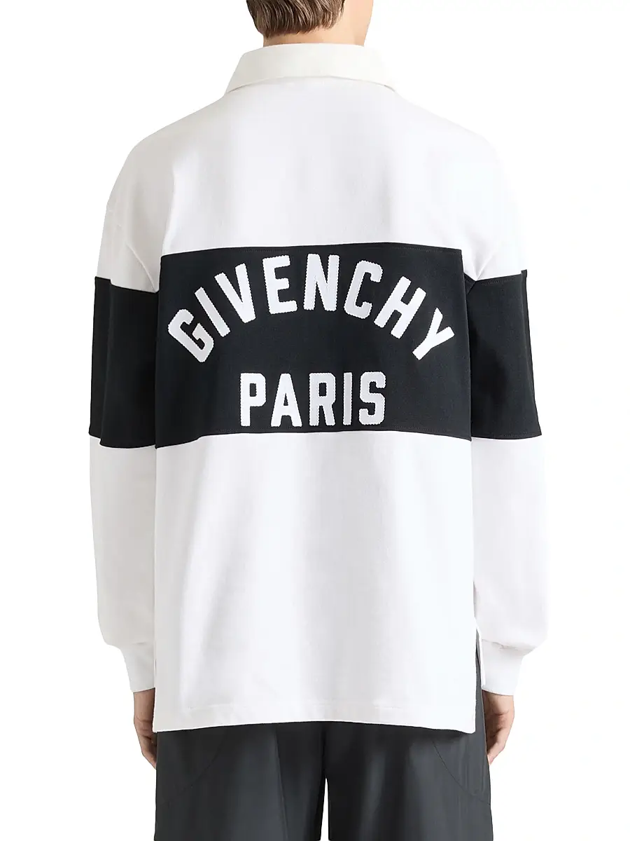 Givenchy Men's Bicolor Polo Shirt in Cotton with Logo Embroidery - White Black | Thumbnail 4 Givenchy Men's Bicolor Polo Shirt in Cotton with Logo Embroidery - White Black | Thumbnail 4