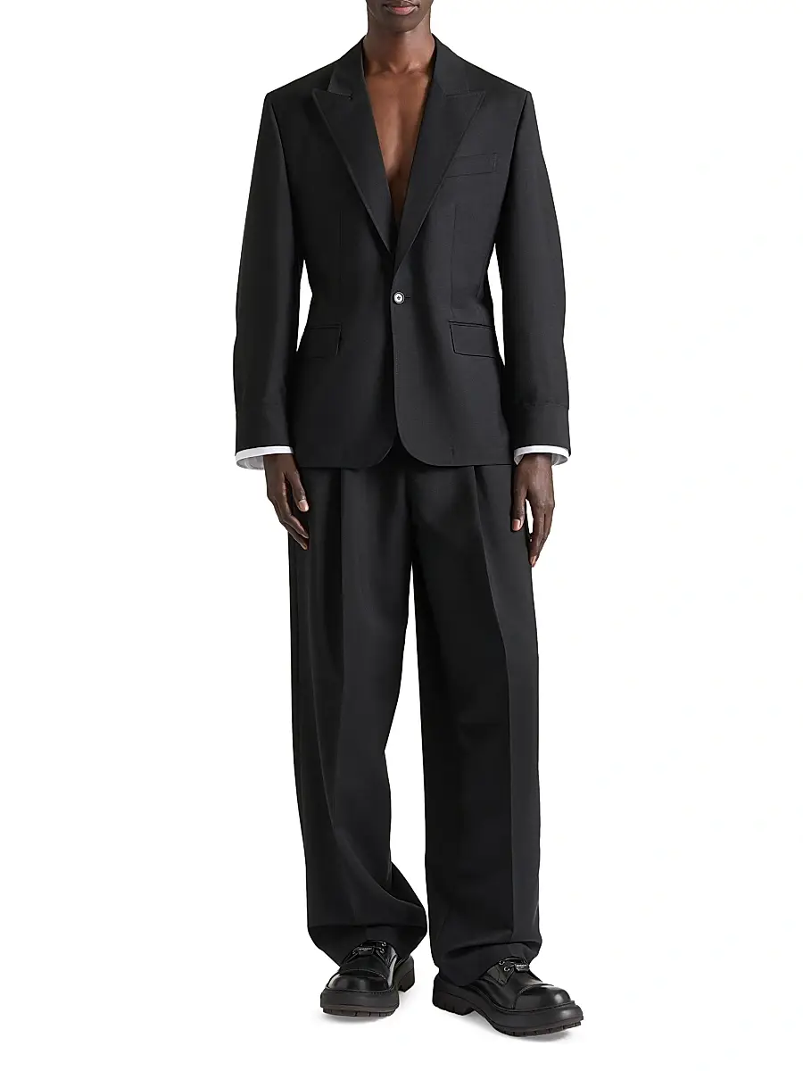 Givenchy Men's Couture Seam Single-Breasted Jacket in Wool and Mohair - Black | Thumbnail 2 Givenchy Men's Couture Seam Single-Breasted Jacket in Wool and Mohair - Black | Thumbnail 2