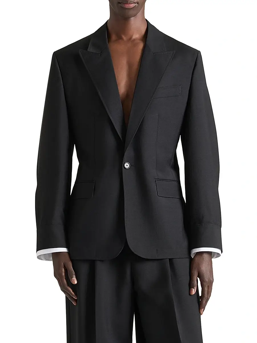 Givenchy Men's Couture Seam Single-Breasted Jacket in Wool and Mohair - Black | Thumbnail 3 Givenchy Men's Couture Seam Single-Breasted Jacket in Wool and Mohair - Black | Thumbnail 3